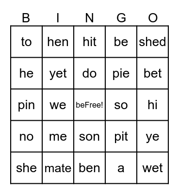 open   vs.   closed     odd Bingo Card