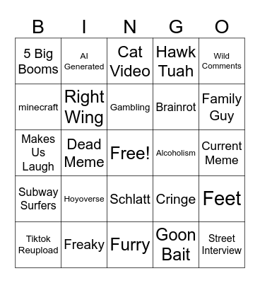 Instagram Reels Bingo Card