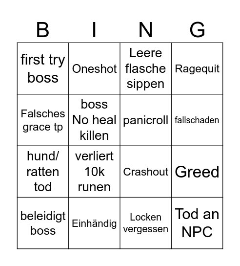 Elden ring Bingo Card