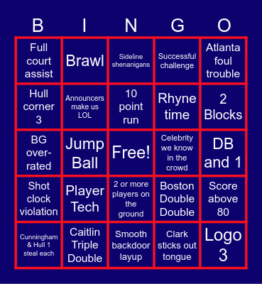 Fever v. Dream 5-20-2025 Bingo Card