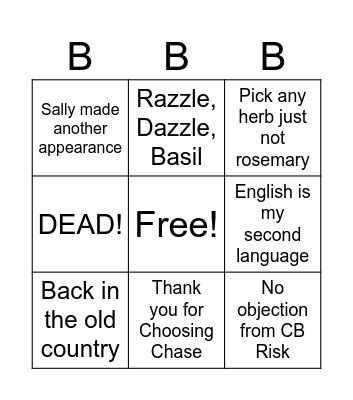 Basil Bingo Card