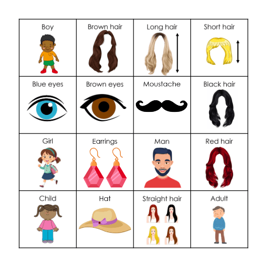 Describing People Bingo Card