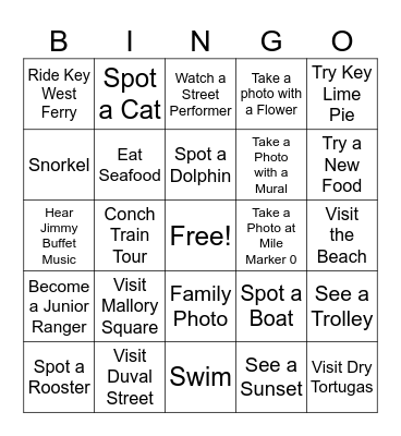 Key West Bingo Card