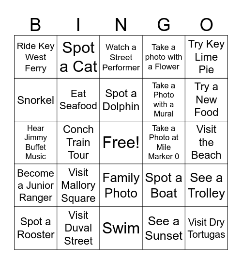 Key West Bingo Card