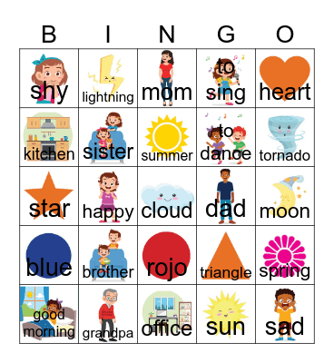 Kids Spanish Club Bingo Card