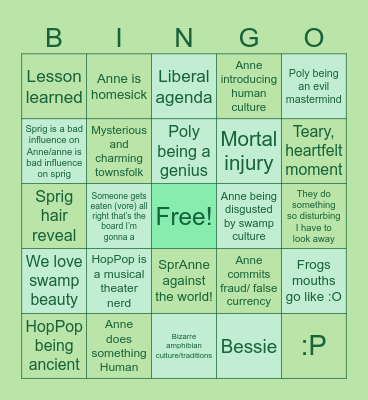 AMPHIBIA Bingo Card