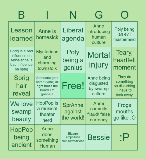 AMPHIBIA Bingo Card