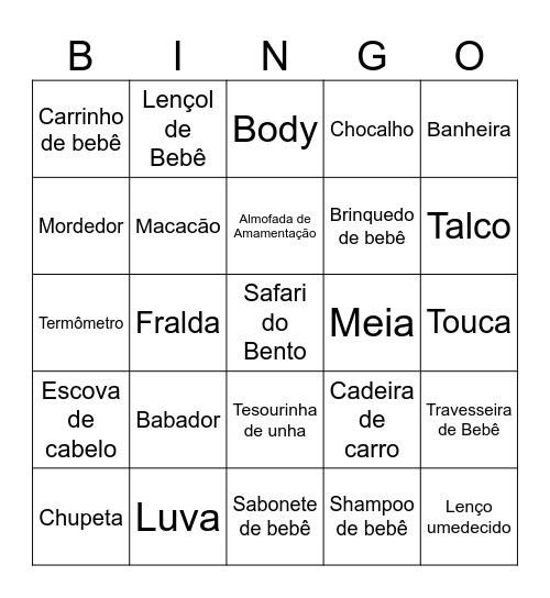 BINGO DO BENTO Bingo Card