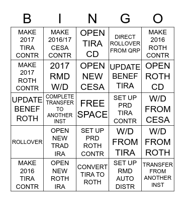 IRA BINGO Card