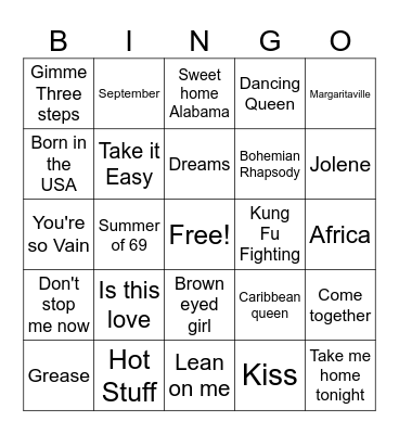 Music BINGO Card