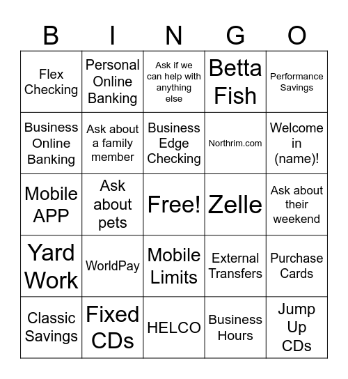 Conversations Bingo Card