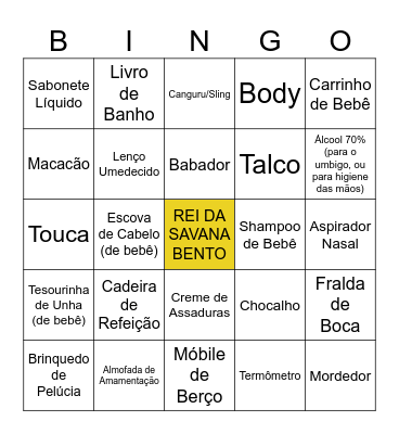 SAFARI  DO  BENTO Bingo Card