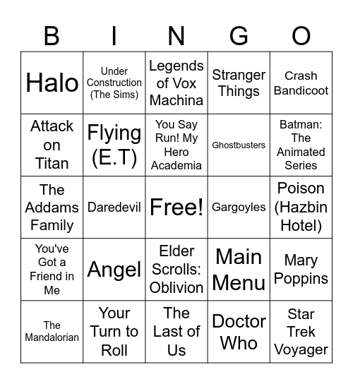 MCM Nerdy Music Bingo! Bingo Card