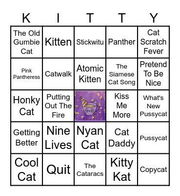 Meows, Music, and Mocktails Bingo Card