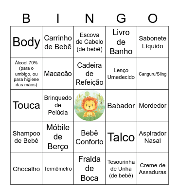 SAFARI DO BENTO Bingo Card