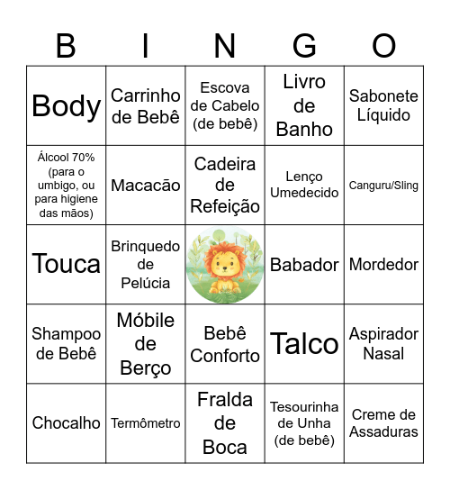 SAFARI DO BENTO Bingo Card