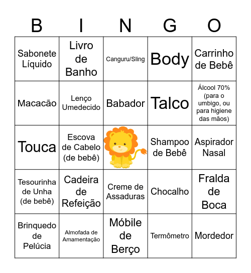 SAFARI DO BENTO Bingo Card
