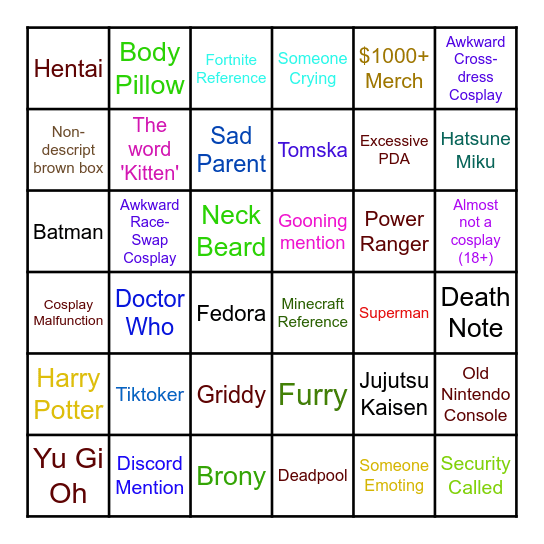 MCM Bingo Card
