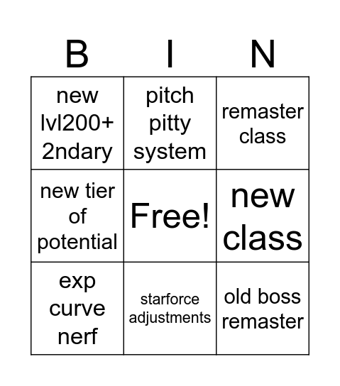 maple bingo Card