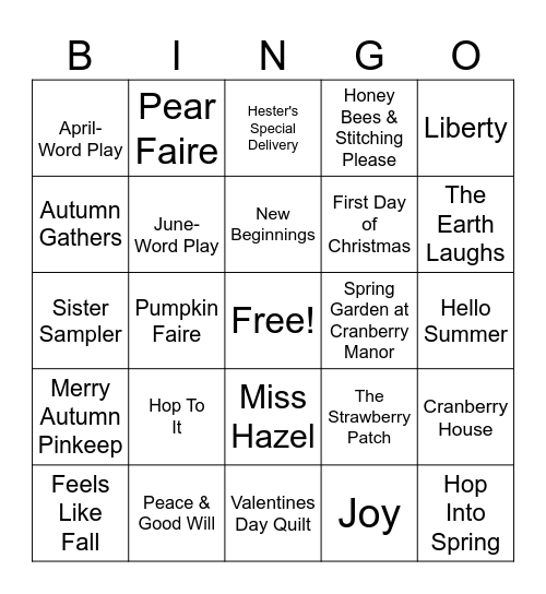 WIPGO 2025 Bingo Card