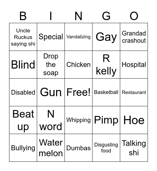 Boondocks Bingo Card