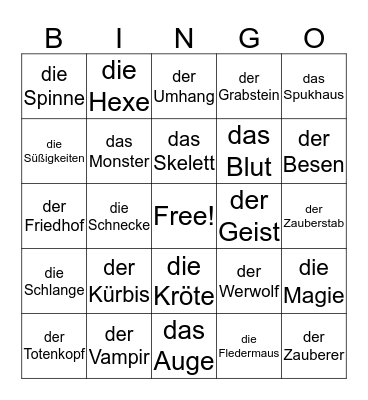 Halloween Bingo Card