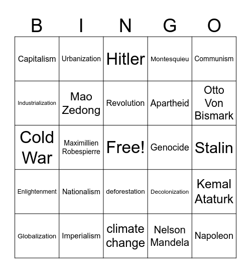 Vocabulary Bingo Card