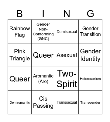 LGBTQ Terminology BINGO Card