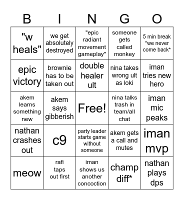 Marvel Rivals Bingo Card