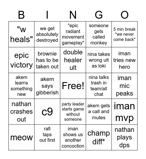 Marvel Rivals Bingo Card