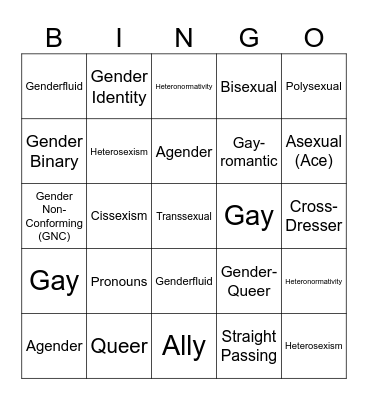LGBTQ Terminology BINGO Card