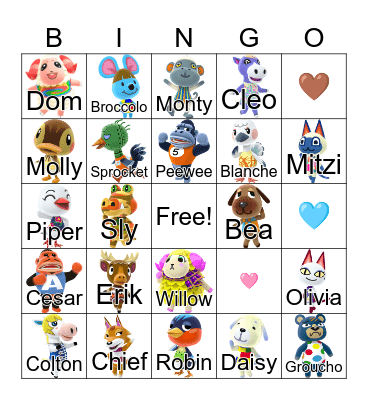 Animal Crossing Bingo Card