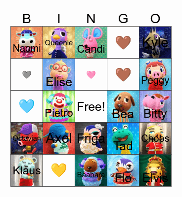 Animal Crossing Bingo Card