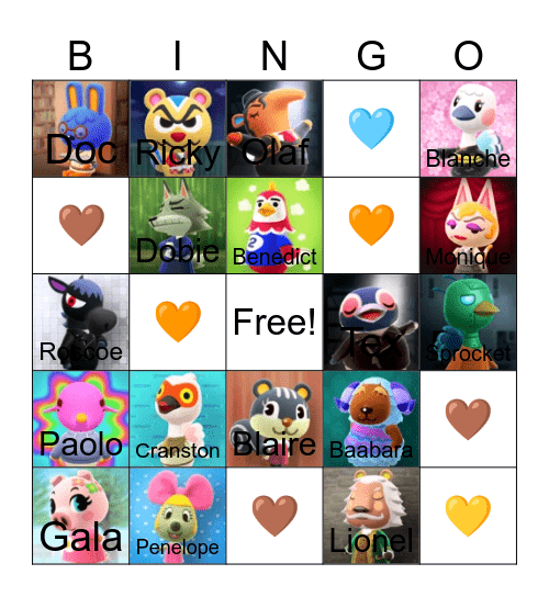 Animal crossing bingo! Bingo Card
