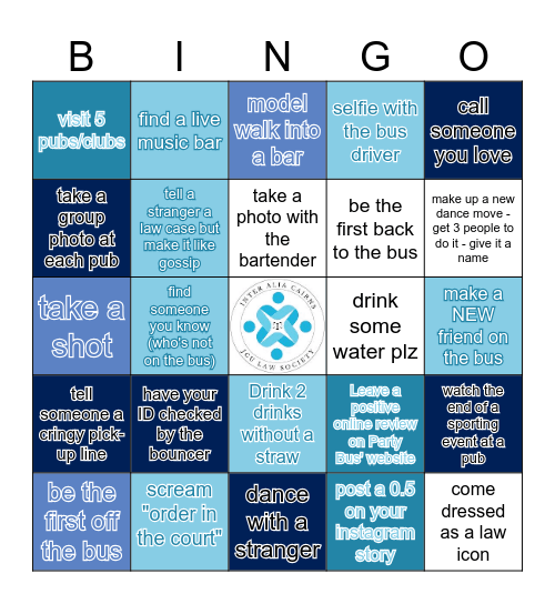Inter Alia Law Society x Party Bus Bingo Card