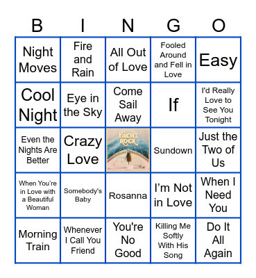 Yacht Rock Bingo Card