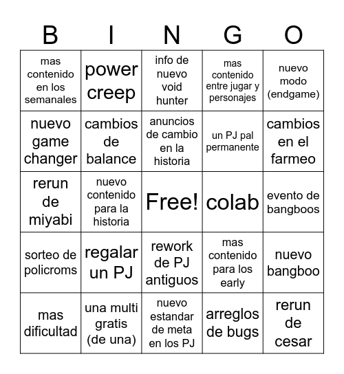 BINGO DEL ZZZ 2.0 Bingo Card