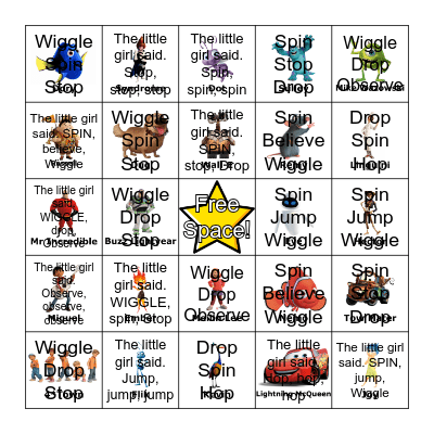Pixar Fun! Bingo Card