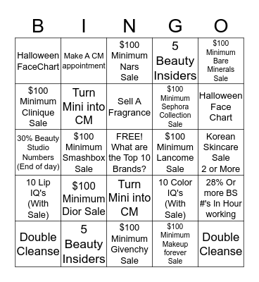 Color Cast  Bingo Card