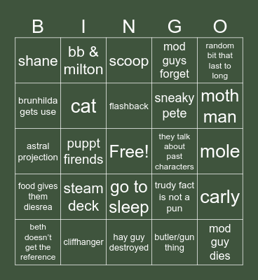 Ep 25 Bingo Card
