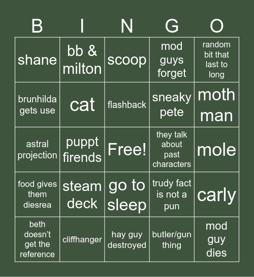 Ep 25 Bingo Card