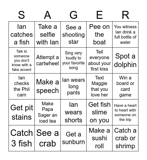 IAN BINGO Card