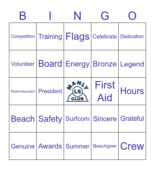 Manly LSC Awards 2025 | P2 Bingo Card