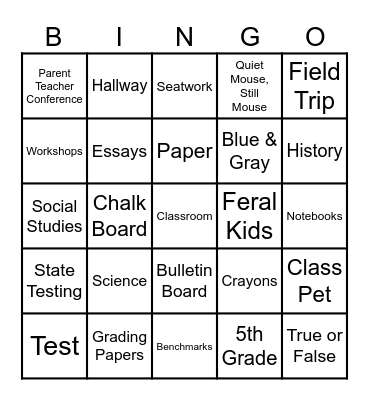Rosemary's Retirement Bingo Card