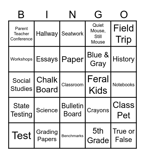 Rosemary's Retirement Bingo Card