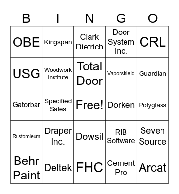 CSI West Region Conference Bingo Card