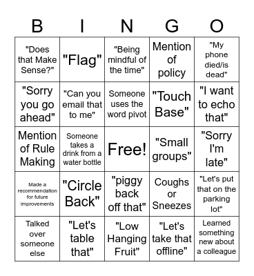 Work Retreat Bingo Card