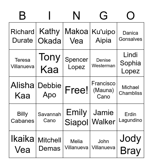 Freinds Bingo Card
