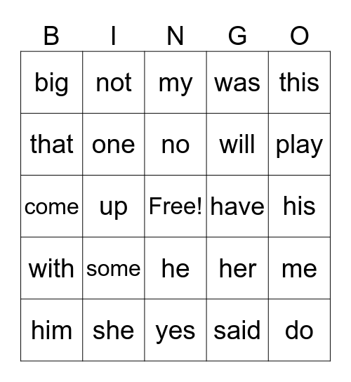 LOTIS 2A Sight Words Bingo Card