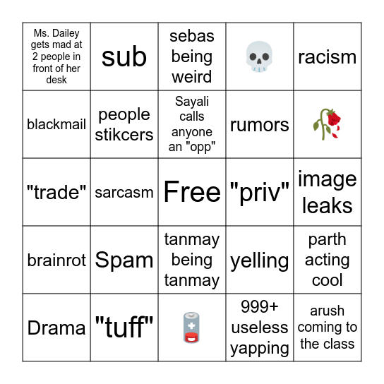 DEBATE END OF THE YEAR BINGO Card